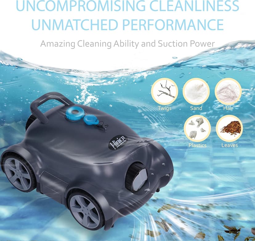 Cordless Robotic Pool Cleaner,Automatic Pool Vacuum Robot for In-Ground/Above Ground Pools,150 Min Runtime, IPX8 Waterproof, 2200 Sq Ft Coverage (Dark Grey)