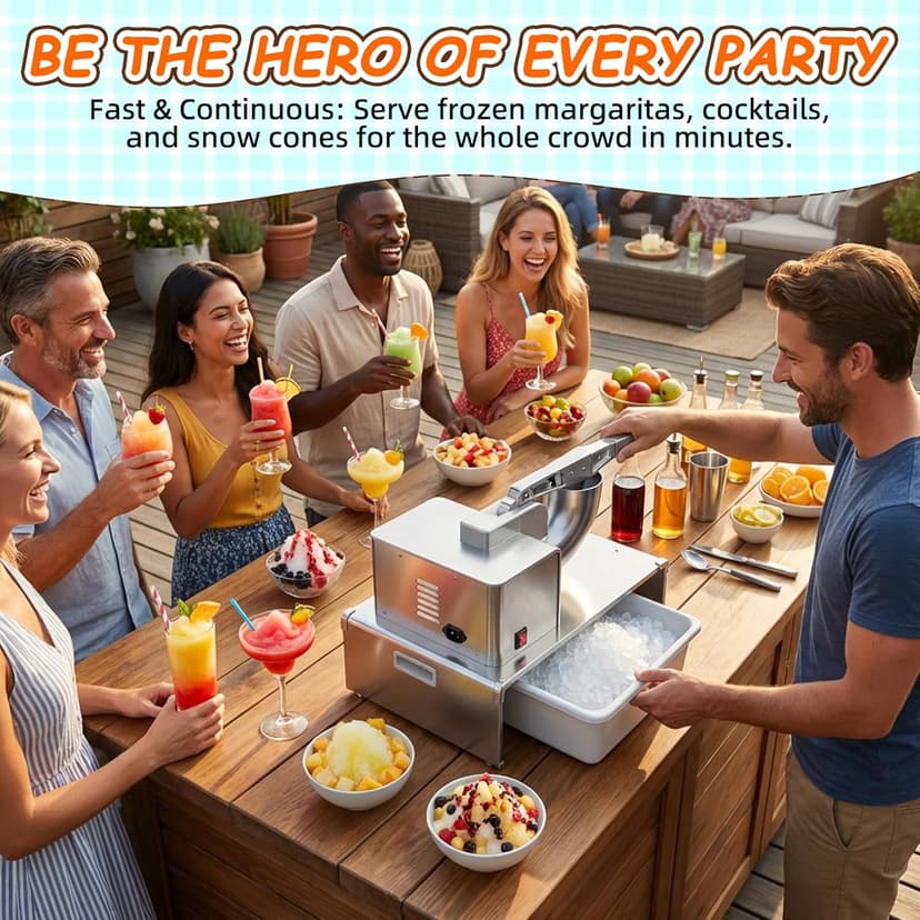 VNN Commercial Shaved Ice Machine - Electric Snow Cone Machine, Suitable for Party Activities, Family Gatherings, Events