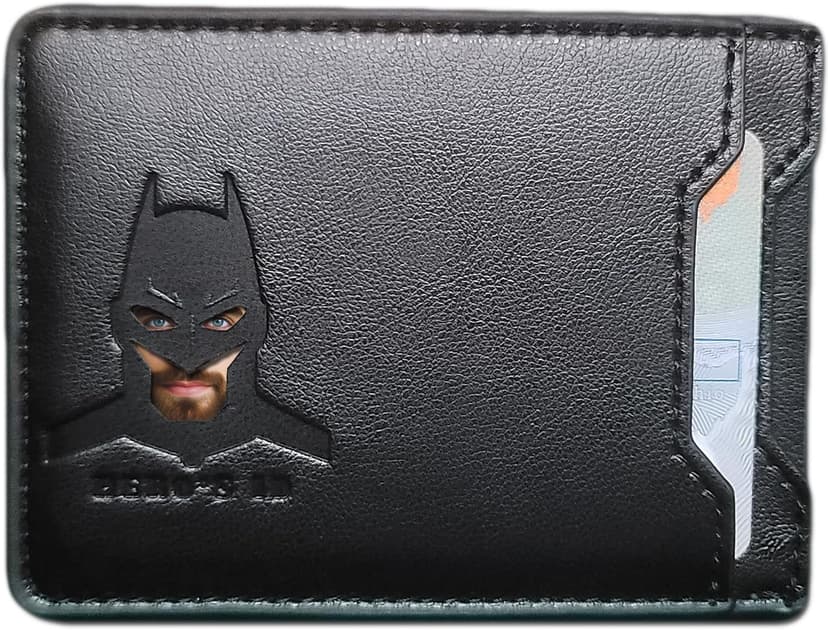 Leather Bat Wallet - Personalized wallet Man Woman, Superhero Mask - Slim Card Holder, Bat ID Heroic wallet- Unique Holiday Gift Birthday, Anniversary, for Dad, Husband, Boyfriend, Wife, Father's day