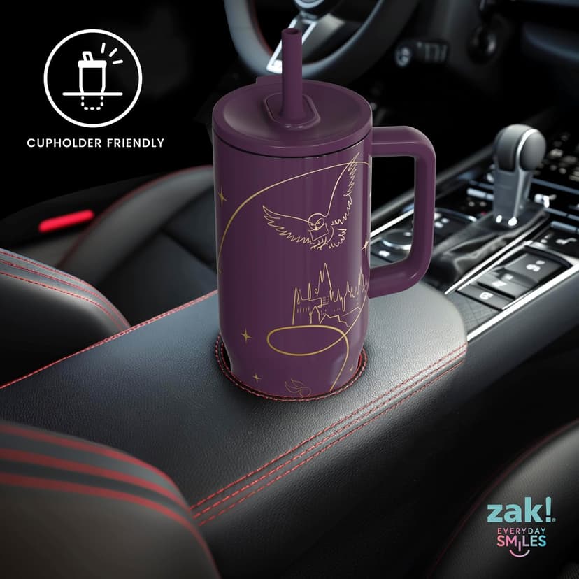 BPA Free, Silicone Straw, Handle, Cupholder Friendly, Dishwasher Safe, For Office, Home, Travel, Work, Gym, Fitness Zak Designs Harry Potter 30oz Spill-Proof Insulated Stainless Steel Tumbler B0FT7C47X5