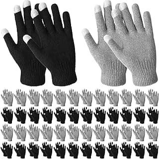 Handepo 50 Pairs Winter Gloves Bulk Knit Stretchy Warm Touchscreen Gloves Multicolor for Men Women Running Cycling Driving