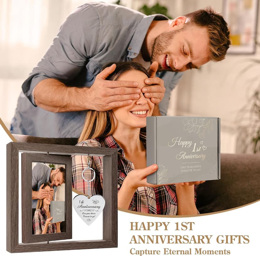 HELORAY 1 YearAnniversary Picture Frame Gifts for Couple 1 Year Anniversary Paper Gifts for Girlfriend One Year Anniversary Picture Frame for Wife Happy 1 Year Anniversary Decorations Gift for Couple B0DPFCQK5P