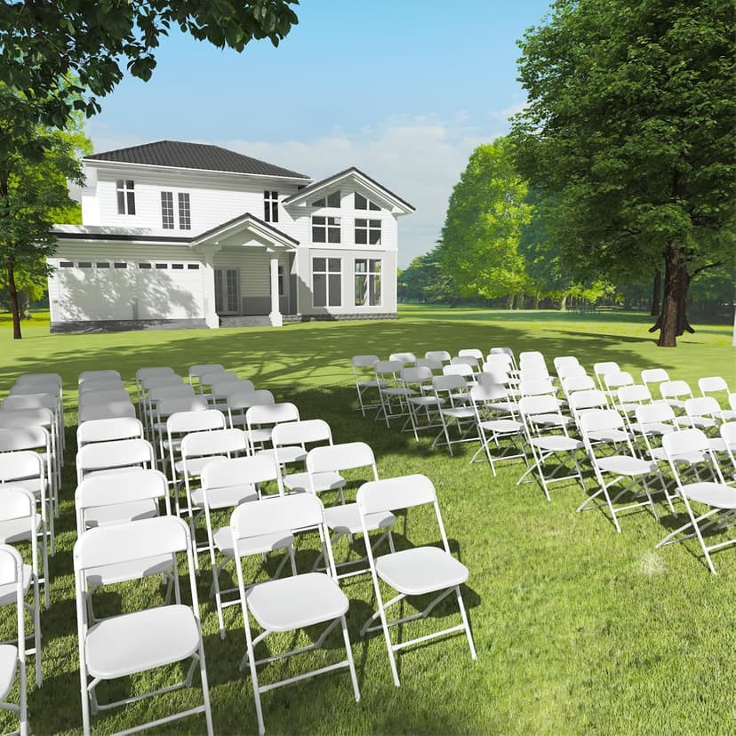 White Folding Chairs 2 Pack, Plastic Folding Chairs Outdoor Indoor, 350lb Capacity, Portable Event Chair, Lightweight Folding Chair, for Events Office Wedding Party Rental Picnic Patio