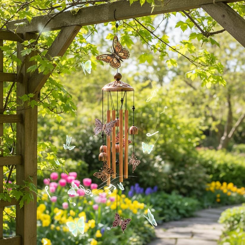Butterfly Garden Decor for Patio Porch Balcony, Sister Birthday Gifts, Housewarming Gifts for Women, Mom Grandma Butterfly Wind Chimes for Outside, Memorial Wind Chimes, Gifts for Women B09PBWLWPK