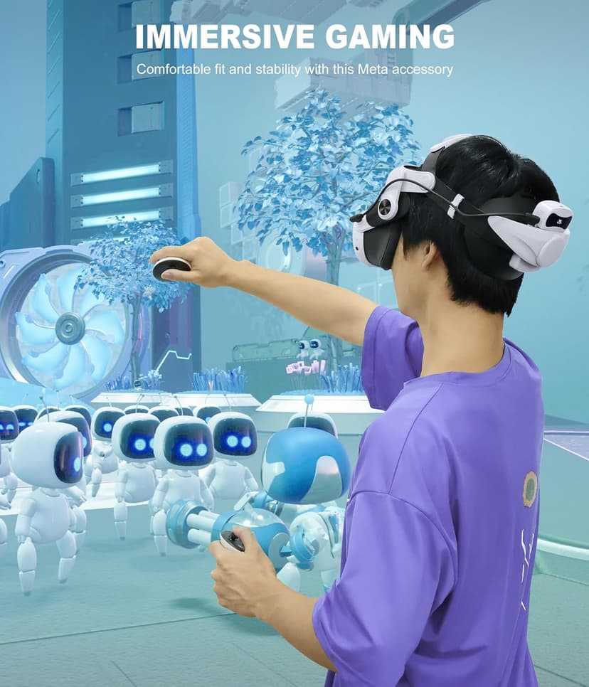 DXKK Battery Head Strap for Meta Quest 3/Quest 3s/Quest 2, VR Headset Strap with Soft Padding, Double Adjustment Dials Enhanced Comfort, Extra 3-4Hrs Playing Time