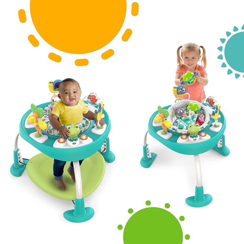 Bright Starts Bounce Bounce Baby 2-in-1 Activity Center Jumper & Table - Playful Pond (Green), 6 Months+