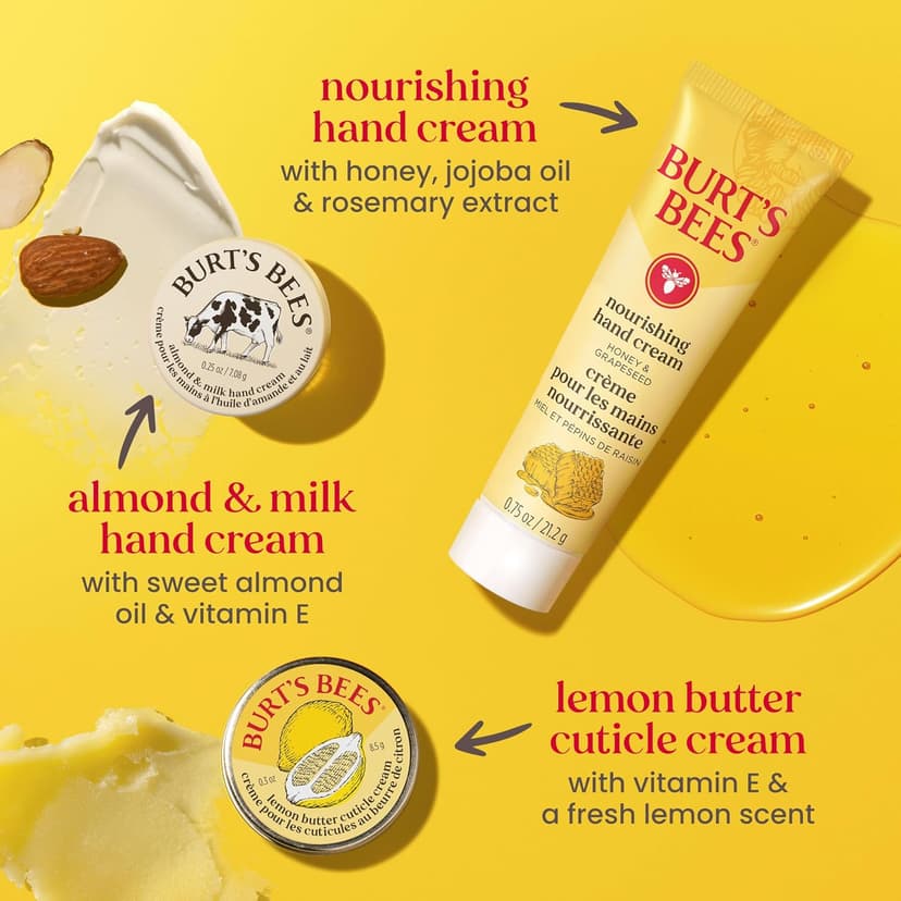 Burt's Bees Gifts Ideas, Tips and Toes Kit, 6 Travel Size Products - Pomegranate Moisturizing Lip Balm, 2 Hand Creams, Foot Cream, Cuticle Cream, and Hand Salve