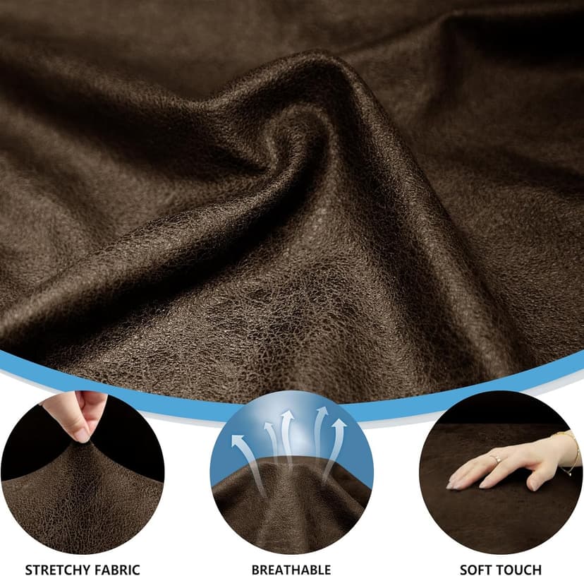 Pfrstuv 4-Piece T Couch Cover - Leather Look Slipcovers for 3 Cushion Sofa, Washable, Coffee