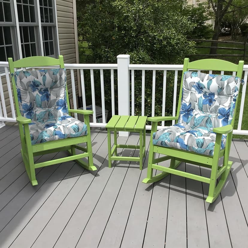 LVTXIII Outdoor Low Back Chair Cushions, Seasonal Replacement Adirondack Chair Cushion with Ties, Patio Waterproof Seat Cushions for Home Garden Use, 21 W x 21 D, Set of 2, Clemens Noir Blue