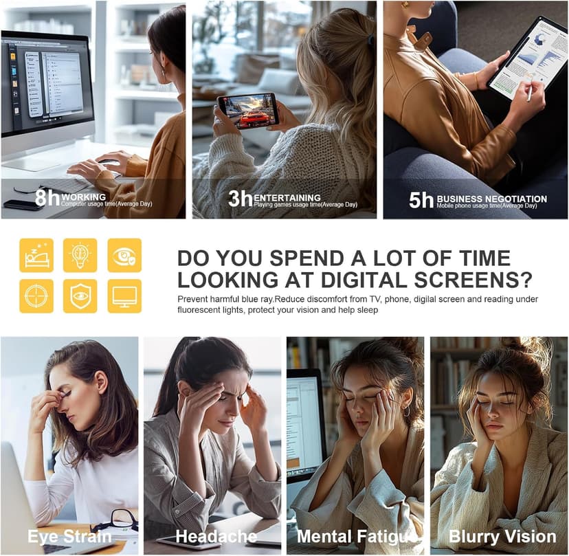 hunsquer Blue Light Glasses for Woman/Men Computer Blue Light Glasses