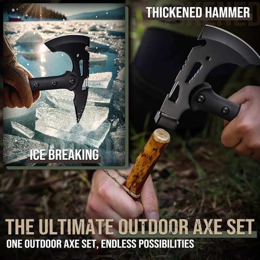 Freelander Tactical Axe 2 Pack, Sharp Tomahawk with Sheath, Portable Tomahawk with Clip and Bottle Opener, Durable Survival Hatchet for Emergency, Hiking and Camping, for Men Women