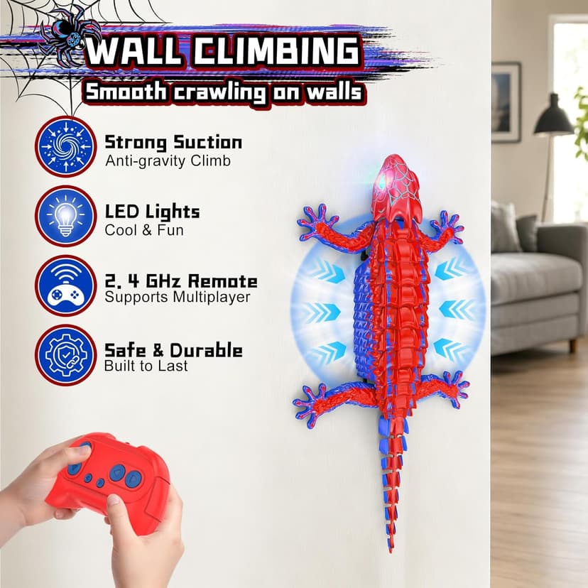 360° Rotating RC Stunt Car with Light, Wall Crawler Lizard Toys for 3-12 Year Old Boys Girls Kids Toys RC Wall Climbing Gecko, Rechargeable Remote Control Robot for Kids B0GYWVLG6M