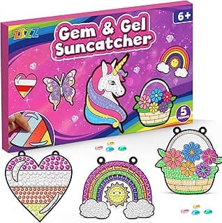 Birthday Gifts Kit for Girls Boys Ages 4 5 6 7 8 9 10 Years Old DIY Creative Kids' Mosaic Kits Diamond Art Crafts Toys ZIZZ Diamond Window Art Suncatcher Kits for Kid 5PCS Gem Painting Crafts B0FM3YQY2W