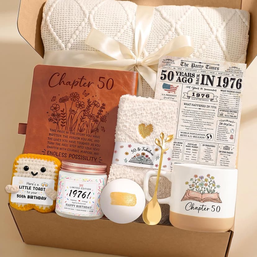 50th Birthday Gifts for Women Her Happy 50th Birthday Gifts for Women Vintage 1976 Cool 50 Year Old Gift Ideas for Woman Best Funny Fifty Bday Gift Unique Turning 50 and Fabulous Bday Decorations B0H5VGLS8L
