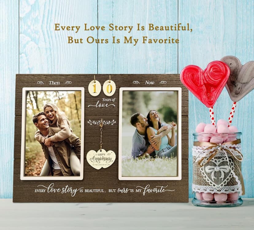 Anniversary Wedding Gifts for Couple Parents Wife Husband. (1-99) Years Then & Now Anniversary Picture Frames(3 Options).