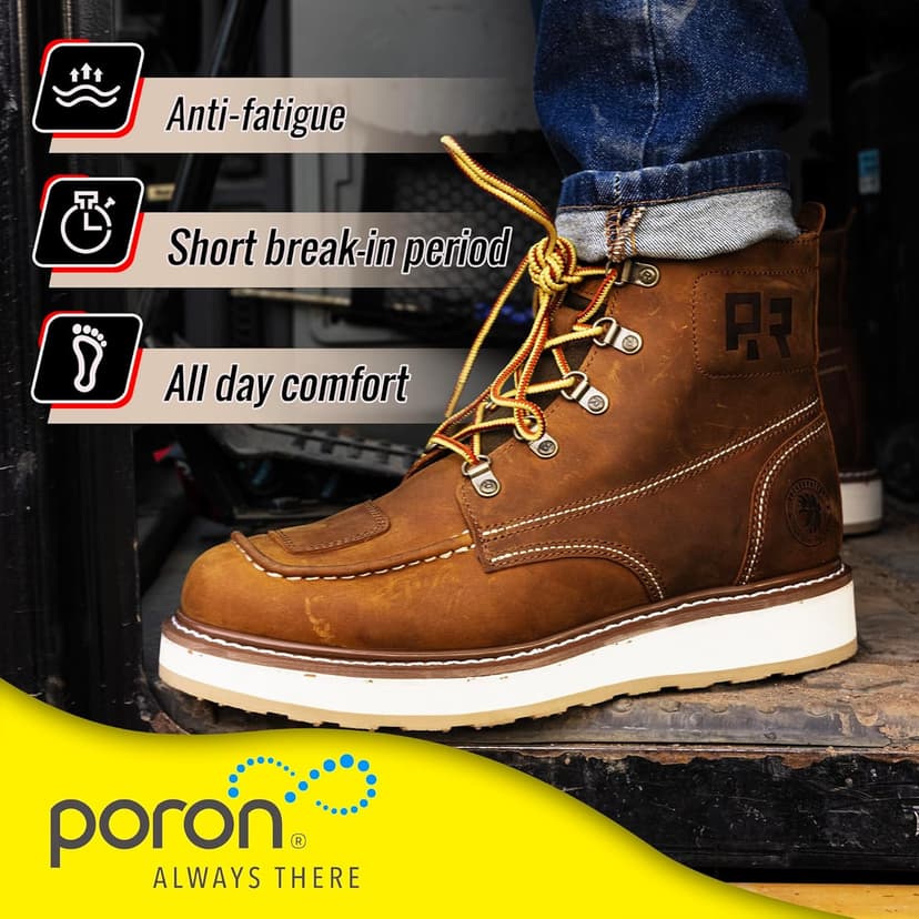 ROCKROOSTER Magnolia 6" Side-Zipper Wedge Boots for Men, Lightweight Soft Moc Toe Motorcycle Boots SAP309-Brown, SAP309BK-Black, SAP310-Black