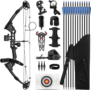 Compound Bow Kit Adjustable for Outdoor Use & Target Practice, 30-70lbs Archery Set with Carbon Arrows and Accessories