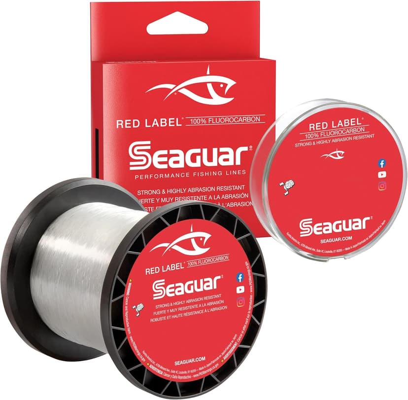 Seaguar Red Label Fishing Line for Power Baits & Heavy-Duty Applications, Freshwater, 100% Fluorocarbon, Clear, Multiple Sizes