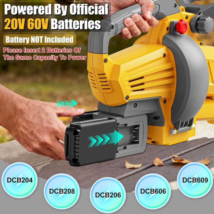 Cordless Leaf Blower Vacuum Mulcher Compatible for Dewalt 20V Battery(NO Battery), 3-in-1 Handheld Leaf Vacuum Mulcher with 40L Bag, 4 Variable Speeds with Turbo Modes for Yard Patio Driveway Cleanup