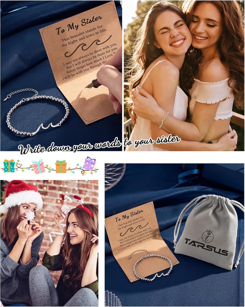 Tarsus Sister Gifts, The Waves of Life We've Through Together, Big & Little Sister Gift, For Birthday & Christmas & Mothers Day