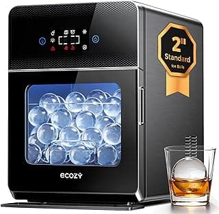 ecozy 2" Ice Ball Maker Countertop,Clear Sphere Ice Maker Machine with CrystalFlux Technology, 4 pcs in 40 Mins, 144 pcs/Day, Enhanced Insulation, Auto Water Supply, Self-Cleaning for Whiskey