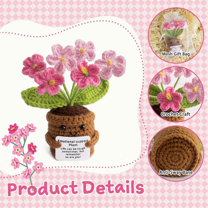 Life is Tough But So are You - Thank You, Appreciation, Birthday Gift for Teacher, Mom, Friend, Coworker - Cute Desk Decor Handmade Positive Crochet Flower, Inspirational Gifts for Women B0F8V97STX