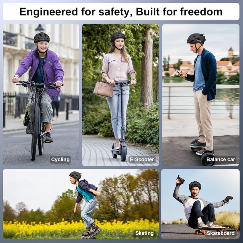 Adult Bike Helmet for Men/Women with Helmet Bag 2 Removable Moisture-Wicking Liners Adjustable Dial Comfort Fit Lightweight Shockproof CPSC 1203 Safety Certified for Road-Ready/Urban-Commute/MTB