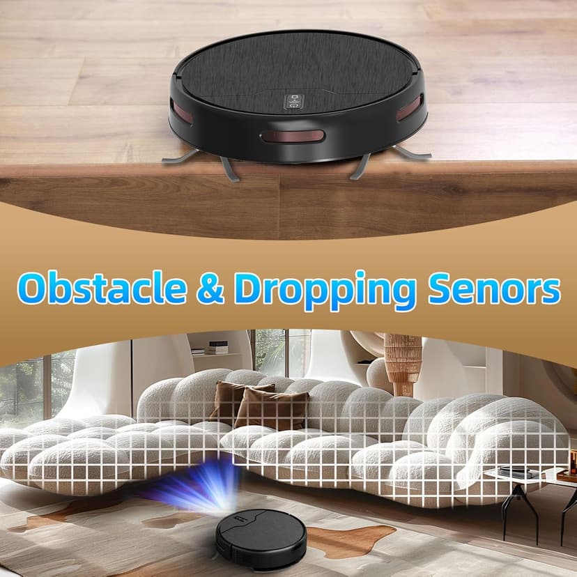 Robot Vacuum and Mop Combo, Robot Vacuum Cleaner, 6 Cleaning Modes, Large Capacity Water Tank Dustbin, Self-Charging, WiFi/App/Alexa, Ideal for Hard Floor, Carpet, Pet Hair