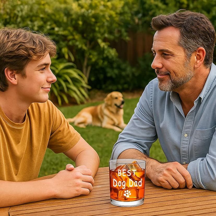 Best Dog Dad Whisky Glasses, Birthday Fathers Day Christmas Gifts for Dog Dad from Daughter Son Kids 10 OZ Old Fashioned Glass with Gift Box