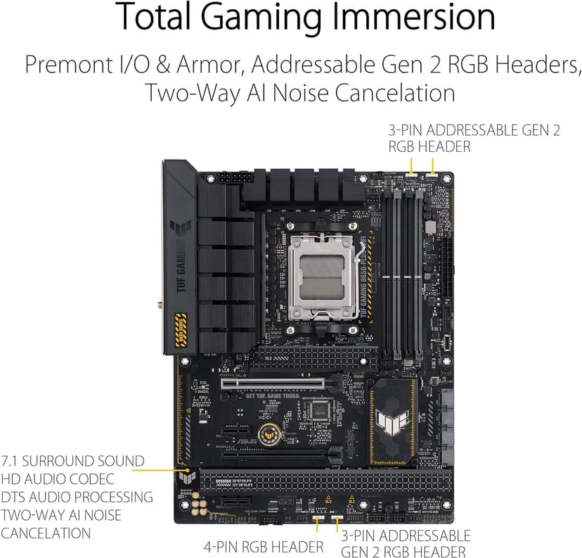 ASUS TUF Gaming B650-PLUS WiFi Motherboard Socket AMD AM5 (Ryzen 7000, ATX, PCIe 5.0, DDR5 Memory, 14 Power Stage, USB 3.1 Gen 2 x 2 Type-C, WiFi6, Aura Sync)