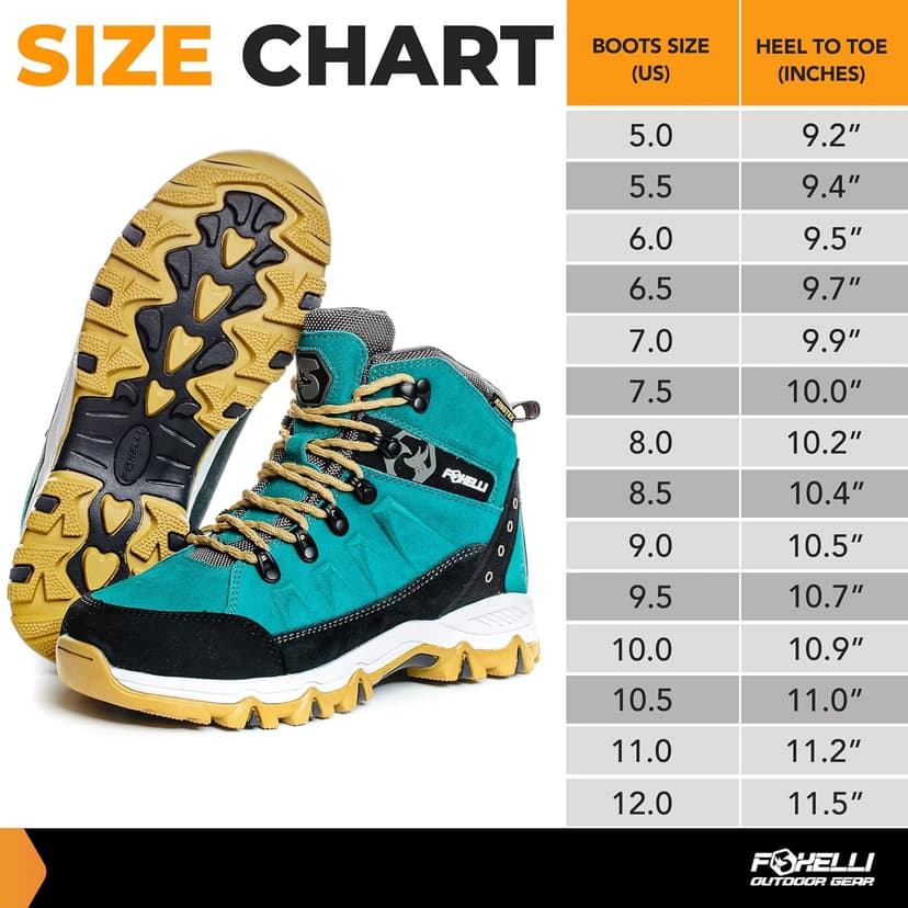 Foxelli Women’s Hiking Boots – Waterproof Lightweight Suede Leather Hiking Boots for Women with All-Day Comfort, Grip & Support for Trails, Travel & Outdoors