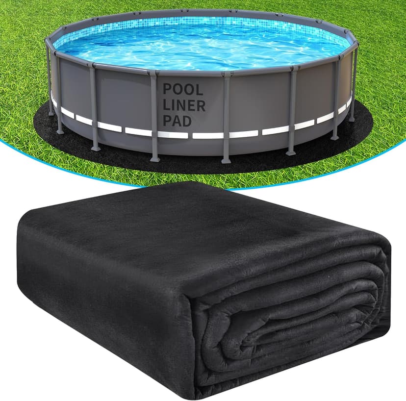 AquaJoyer 15' Round Thicker Heavy Duty Pool Liner Pad for Above Ground Pool, Pool Padding Underlayment for Pool Bottom, Protects Pool Prevents Punctures Weed Barrier Comfortable underfoot
