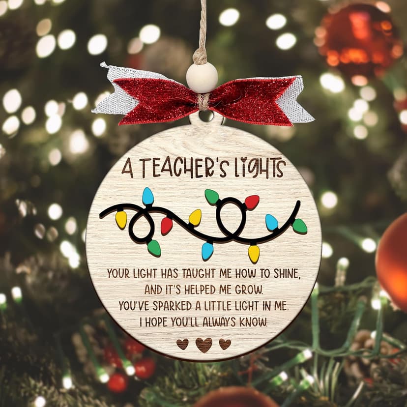 Heartfelt teacher Christmas ornament. A thoughtful thank you gift for teachers that shines with appreciation. Ready to hang. Teacher Christmas Ornaments – Best Merry for Teachers (B48) B0D9GZF921