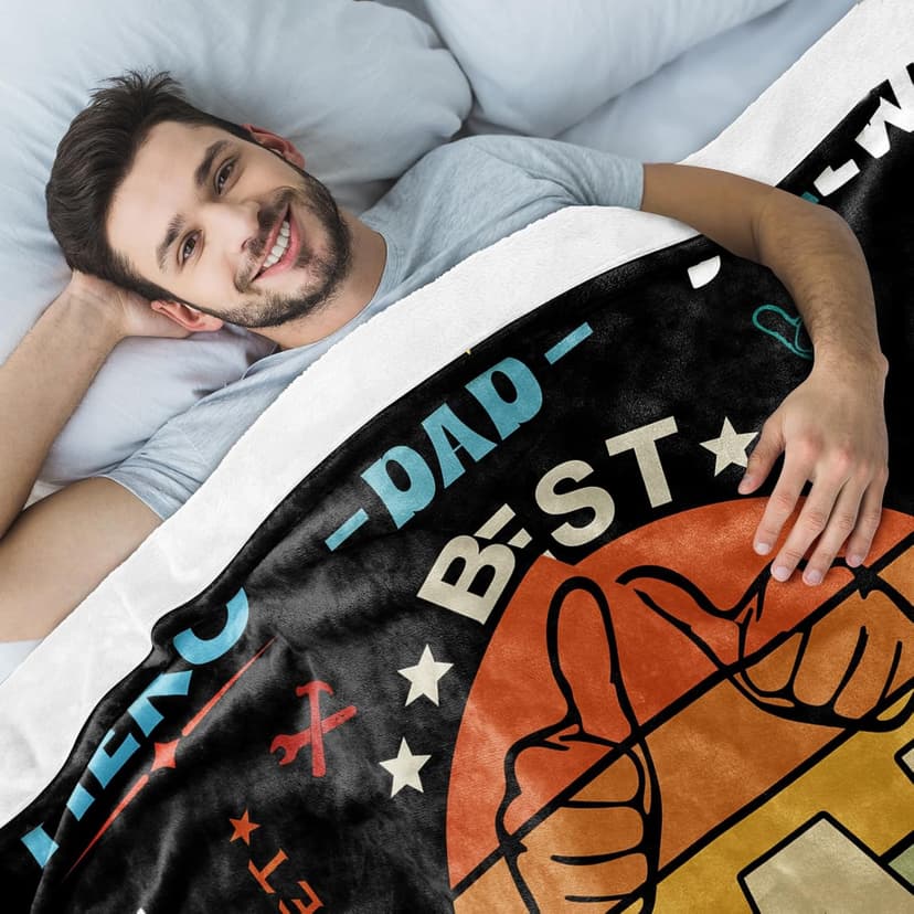 Dad Throw Blanket - 50x60 Inch Soft & Durable Gifts for Dad Birthday, Father's Day, Retirement - Perfect for Travel, Camping, Office & Home Use from Daughter or Son