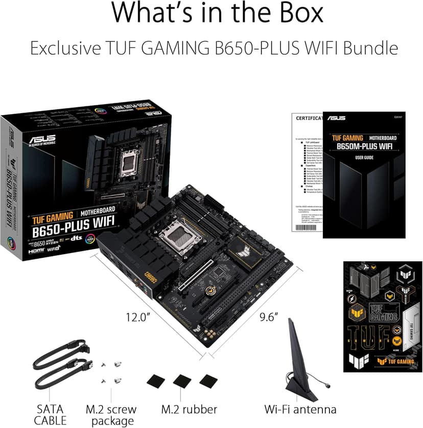ASUS TUF Gaming B650-PLUS WiFi Motherboard Socket AMD AM5 (Ryzen 7000, ATX, PCIe 5.0, DDR5 Memory, 14 Power Stage, USB 3.1 Gen 2 x 2 Type-C, WiFi6, Aura Sync)