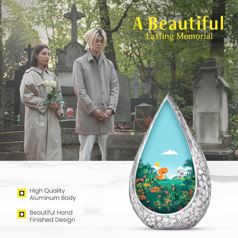 Dinosaur Burial Urn for Adult Ashes for Men & Women - Green or Blue Memorial Cremation Urns for Human Ashes Adult Grandmother - Small Decoration Urn for Human 3 Inch B0FG885R6D