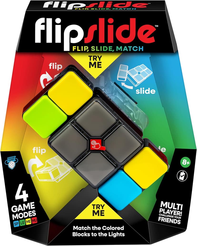 Flipslide Game - Electronic Handheld Game | Addictive Multiplayer Puzzle Game of Skill | Flip, Slide & Match Colors to Beat the Clock | 4 Thrilling Game Modes | Ages 8+ | Includes Batteries
