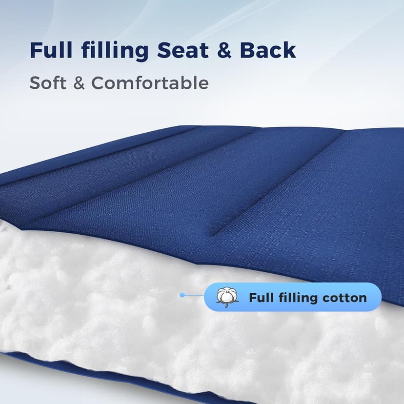 MAISON ARTS Oversized XXL Padded Zero Gravity Chair, 30" Wide Seat Foldable Patio Recliner, Anti Gravity Outdoor Lawn Chair with Cup Holder & Pillow, Supports 400lbs, Blue & Grey