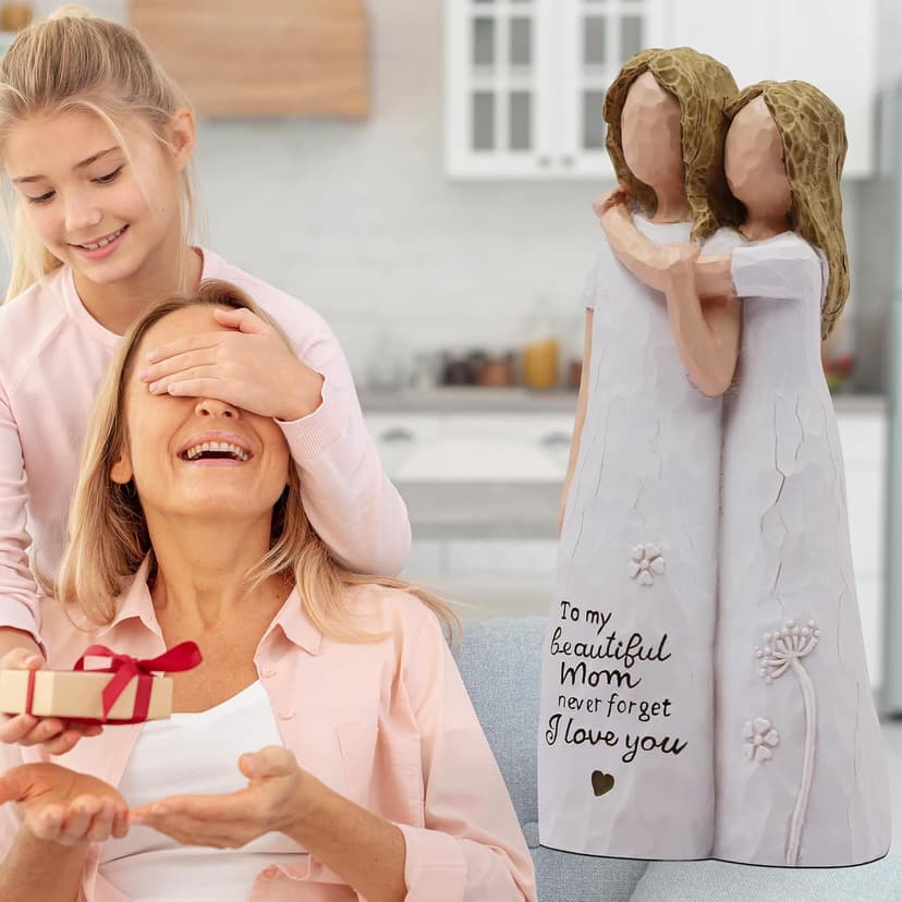 Birthday Gifts for Mom,Mother of The Bride Gift,Christmas Mothers Day,Mother Daughter Statue Mom Birthday Gifts from Daughter,Gifts for Mom Hand-Painted Figurines B0D9QCPWTW
