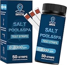 Saltwater Pool Test Strips, 0-8000 ppm, Salt Test Strips Kit for Sodium Chloride Swimming Pool and Spa Test Strips-Quick and Accurate Results