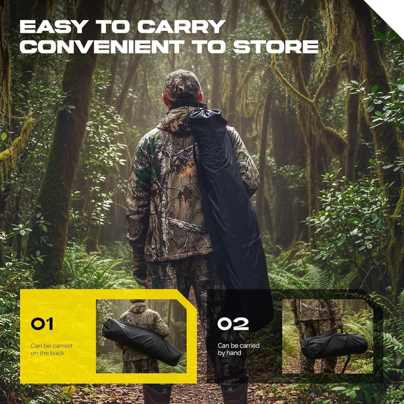 Hunting Blind, 360 Degree See Through Pop Up Deer Blind for 1-2 Person, Silent Sliding Windows,Ground Blind with Carry Bag, Camouflage Hunting Tent for Deer Turkey Duck Hunting