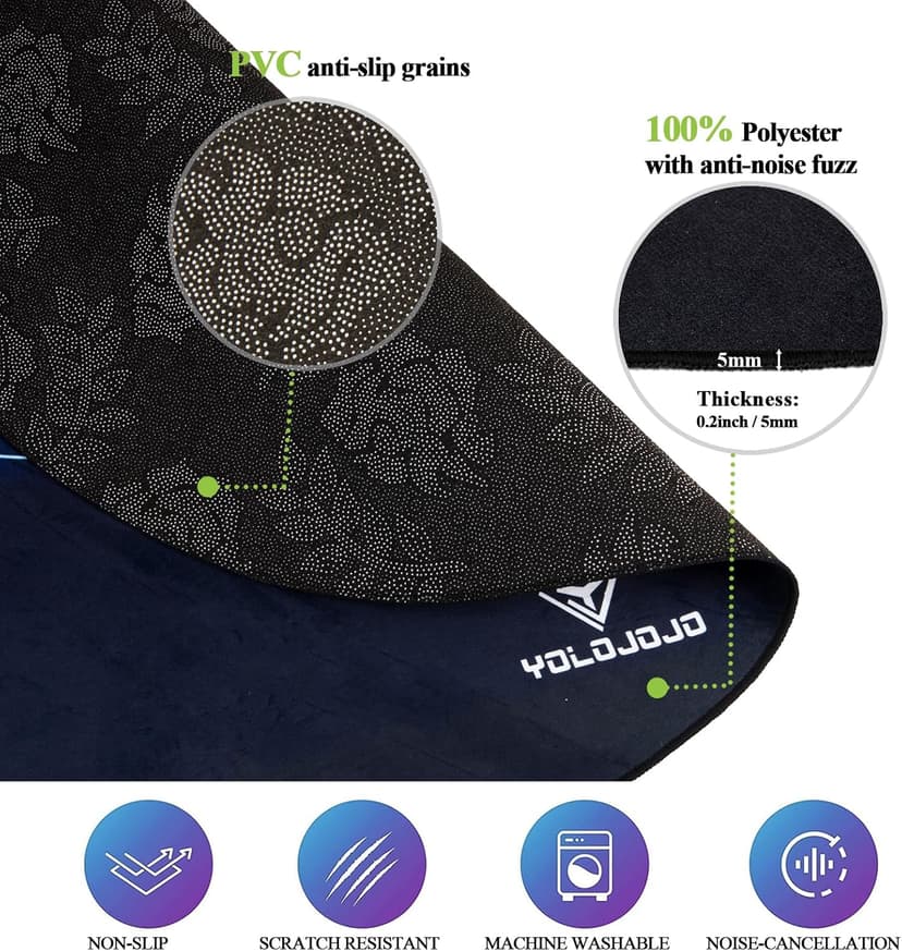 Office Chair Mats Hard-Floor Chair Mats Office Gaming Chair Mat with Blue Lightning Design (Blue)