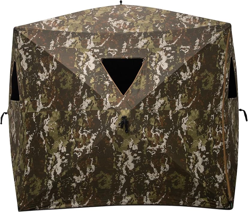 Barronett Blinds Wide Side 95, Portable Hunting Blind, Side-by-Side Hub Blind, Huge Interior, Panoramic Shooting Window, 2-Person, Crater™ Harvest, 75” x 79” x 95”, WS95CH