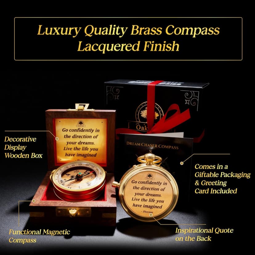 The Dream Chaser Compass - Go Confidently -2026 Unique Graduation Gifts for Him, College, High School, Cool Birthday Gift Idea for Son, Boys, Motivational Greeting Card Included B0BXJFBHX5