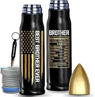 Gifts for Brother, Birthday Gifts from Sister, Present Ideas for Adult Older Bros - Best Brother Ever Bullet Tumbler 17Oz with Lid and Keychain, Insulated Travel Thermos Coffee Cup for Men
