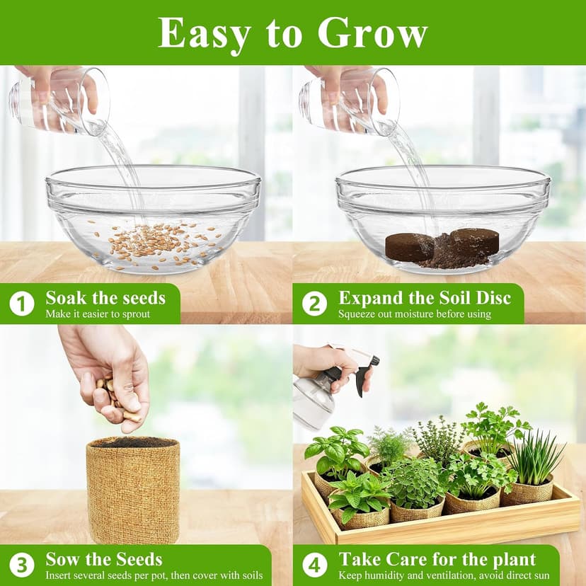 Indoor Herb Garden Kit, Culinary Herb Starter Kit with Seeds & Tools for Beginners, Kitchen Decor, House Warming Gifts for New Home, for Christmas, Ultimate Birthday Gifts for Women Men Mom Dad B0GR93MPX1