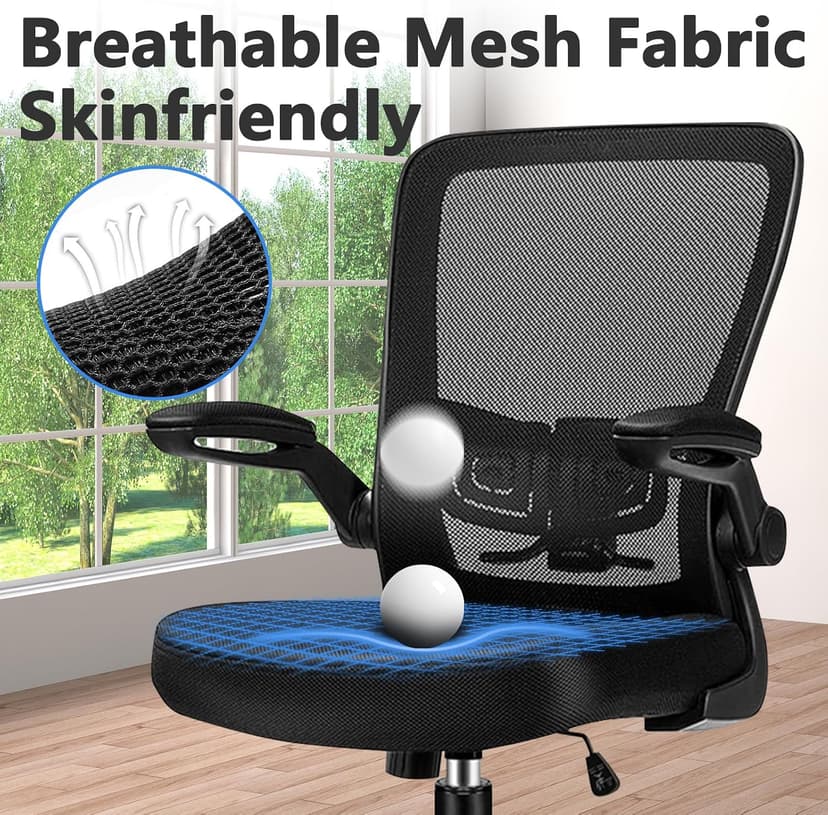 KLASIKA Desk Chairs with Wheels, Ergonomic Mesh Office Chair Adjustable Height and Swivel Lumbar Support Home Office Chair with Flip Up Armrests (8PK)