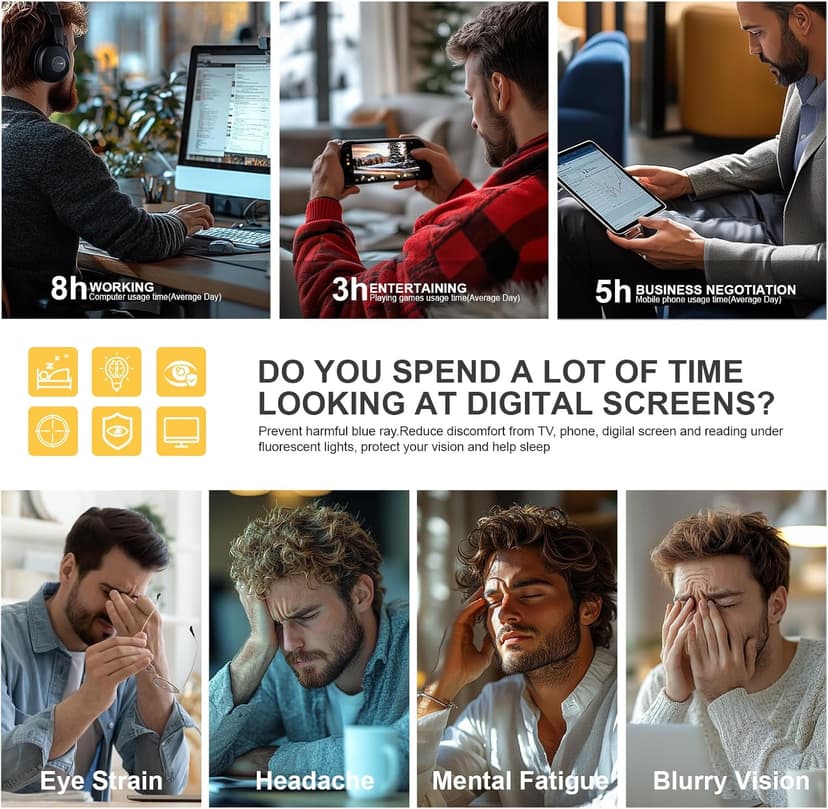 hunsquer Blue Light Glasses for Women Blue Light Blocking Glasses Men Computer Gaming Blue Screen Glasses Mens Blue Light Blocker Glasses