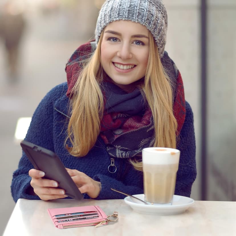 Sodsay Card Case Slim Front Pocket Wallet for Women Credit Card Holder with Keychain