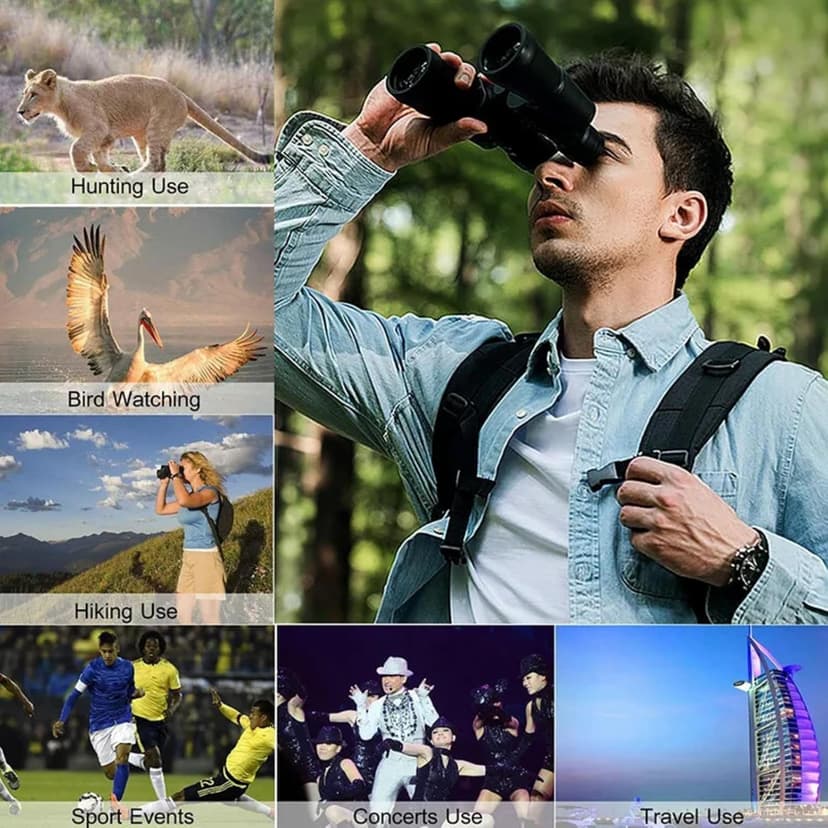 Military Zoom Binoculars 180x100 Powerful HD Binoculars Day/Low Night Optics Hunting Outdoor for Bird Watching Hiking Concert Travel